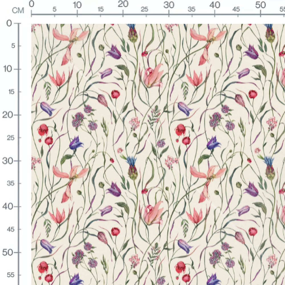 Tissu - Fleurs délicates en aquarelle