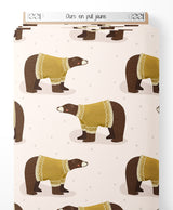 Tissu - Ours en pull jaune