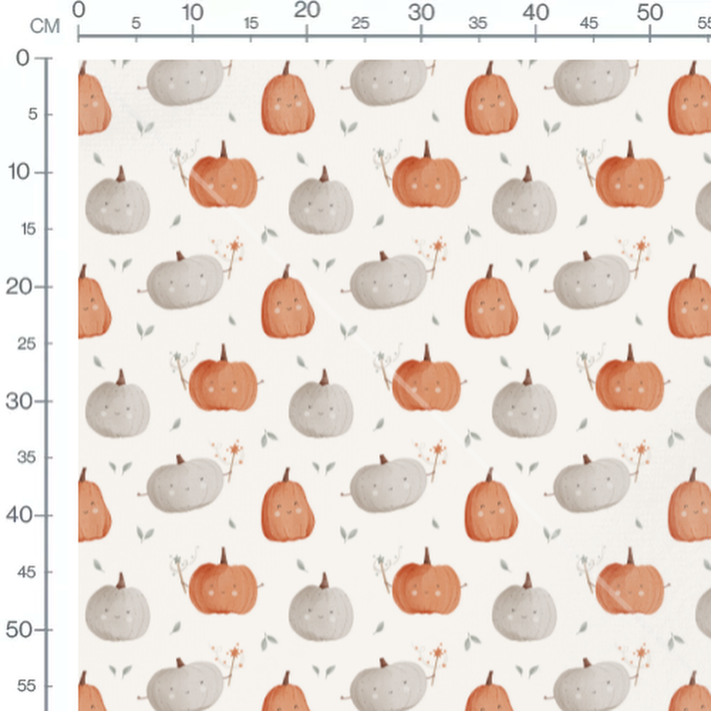 Tissu - Citrouilles joyeuses crème