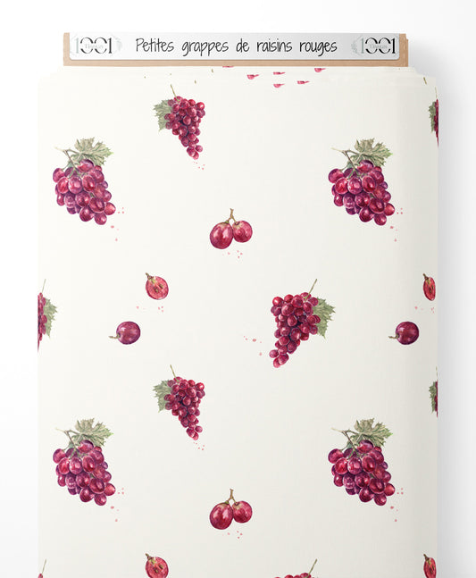 Tissu - Petites grappes de raisins rouges