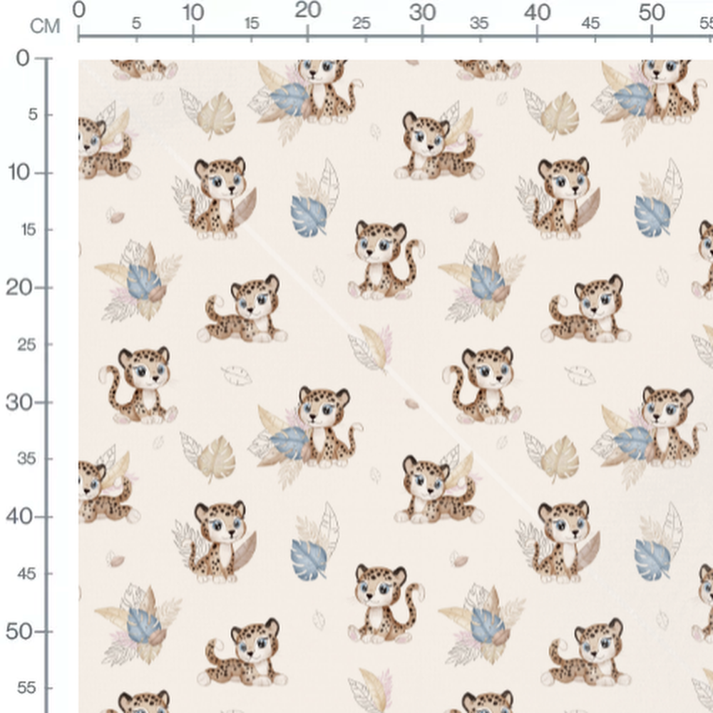 Tissu - Léopards adorables sur beige