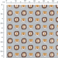 Tissu - Têtes de lion et tigre