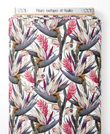 Tissu - Fleurs exotiques et feuilles