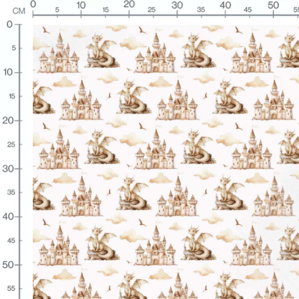 Tissu - Châteaux et dragons clair