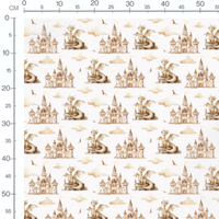 Tissu - Châteaux et dragons clair