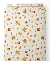 Tissu - Feuilles brunes sur beige 2