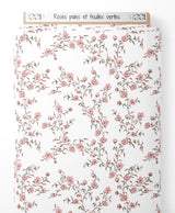 Tissu - Roses pâles et feuilles vertes