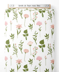 Tissu - Variété de fleurs roses fines