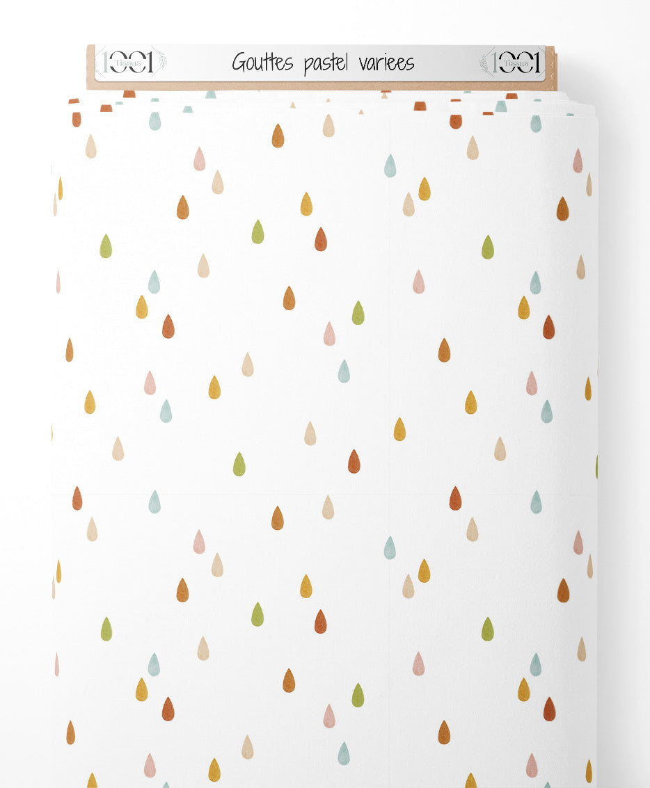 Tissu - Gouttes pastel variées