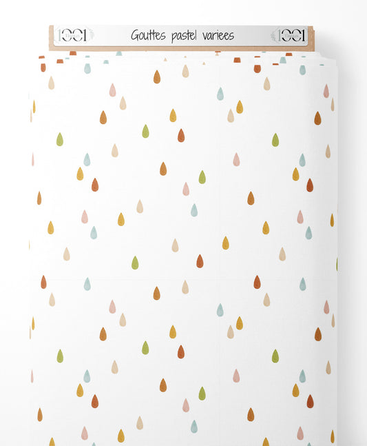Tissu - Gouttes pastel variées
