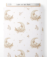 Tissu - Lapins sur lune fleurie