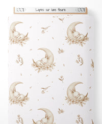 Tissu - Lapins sur lune fleurie