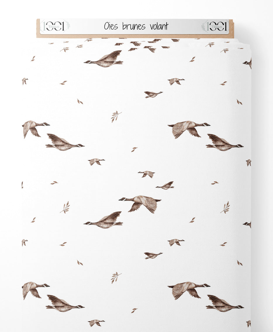 Tissu - Oies brunes volant