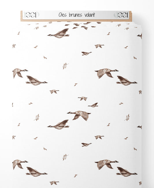 Tissu - Oies brunes volant