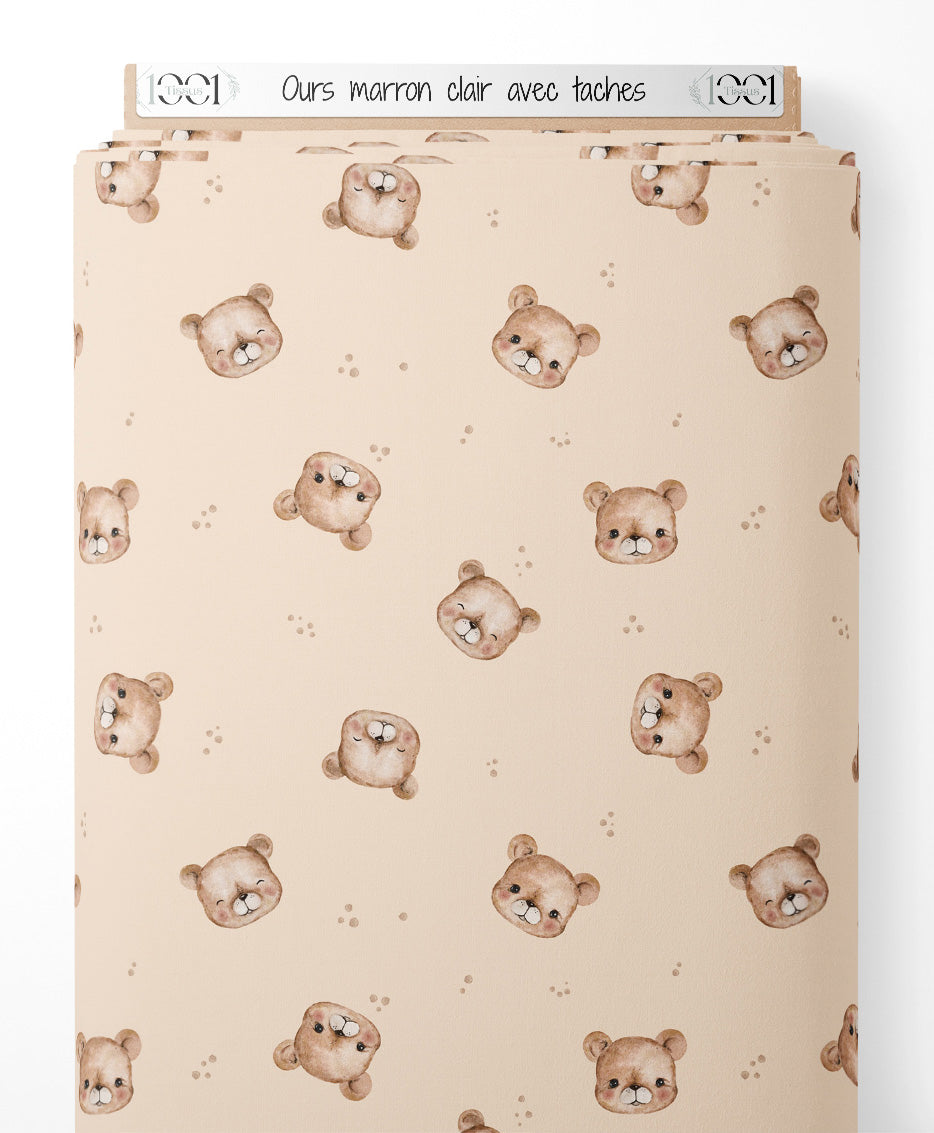 Tissu - Ours marron clair avec taches