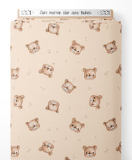 Tissu - Ours marron clair avec taches