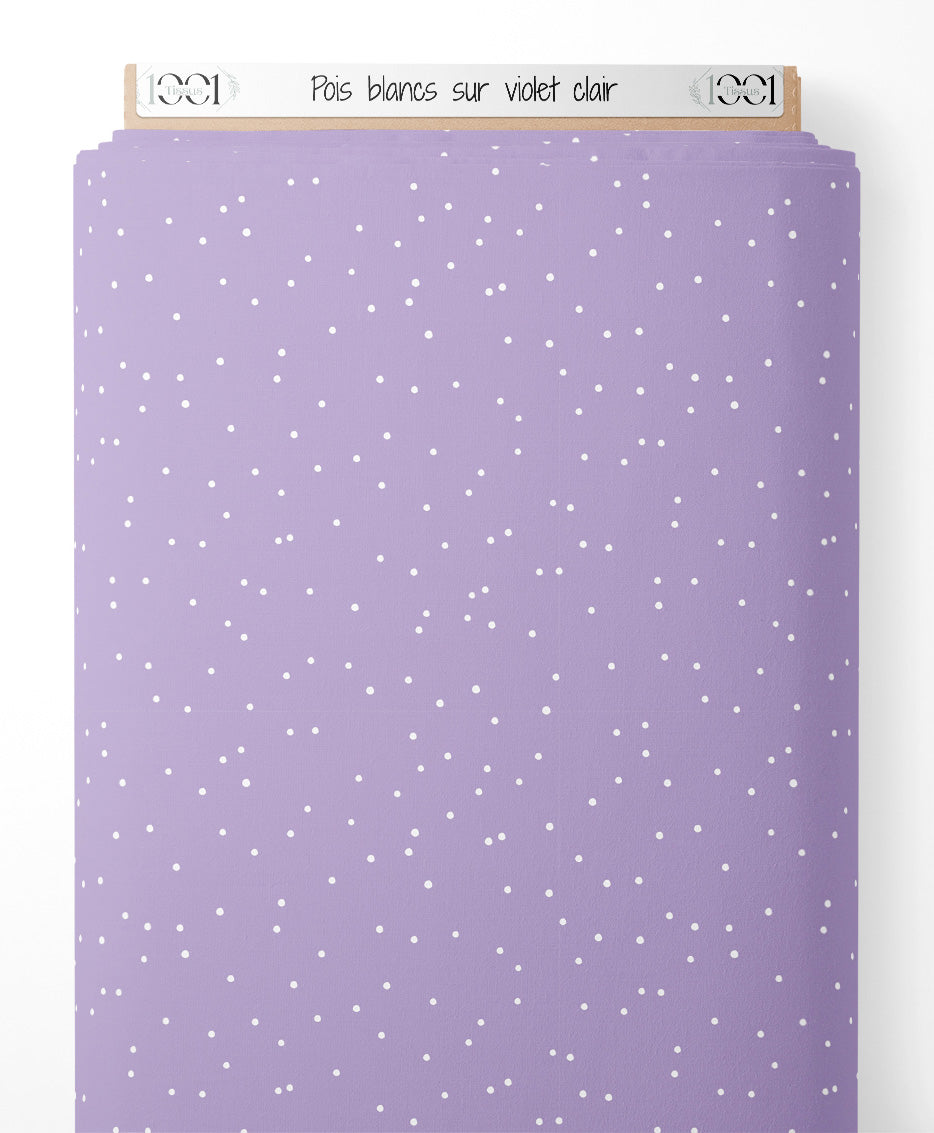 Tissu - Pois blancs sur violet clair