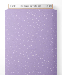 Tissu - Pois blancs sur violet clair