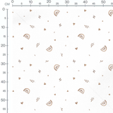 Tissu - Cœurs variés et feuilles beige