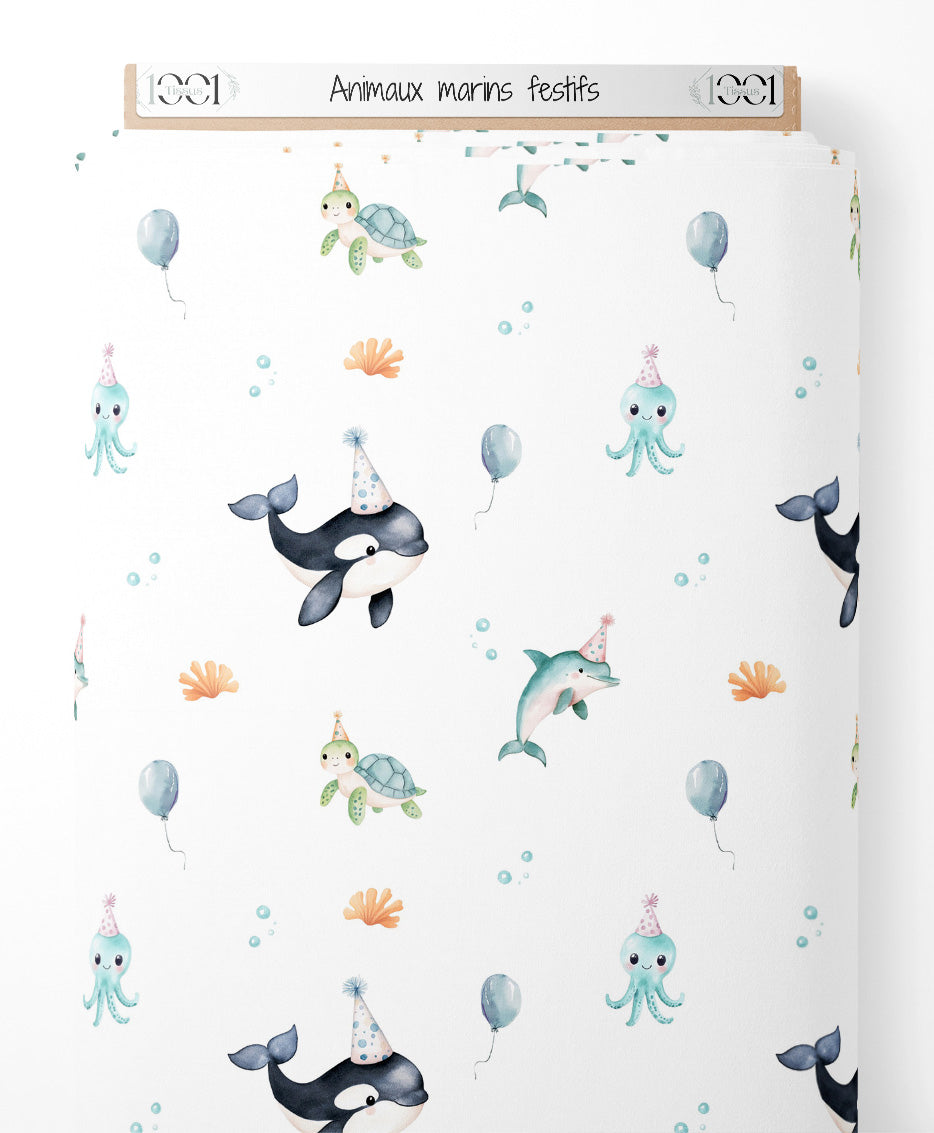 Tissu - Animaux marins festifs