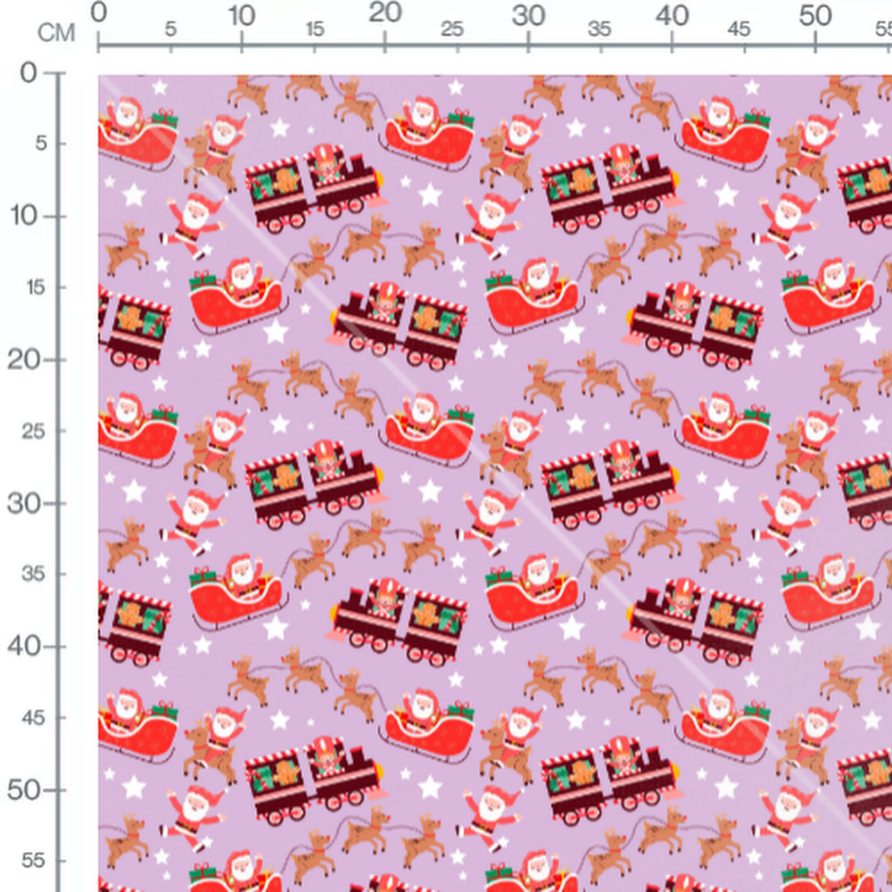 Tissu - Père Noël et traîneau rouge