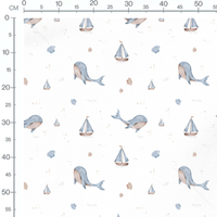 Tissu - Baleines et points beiges