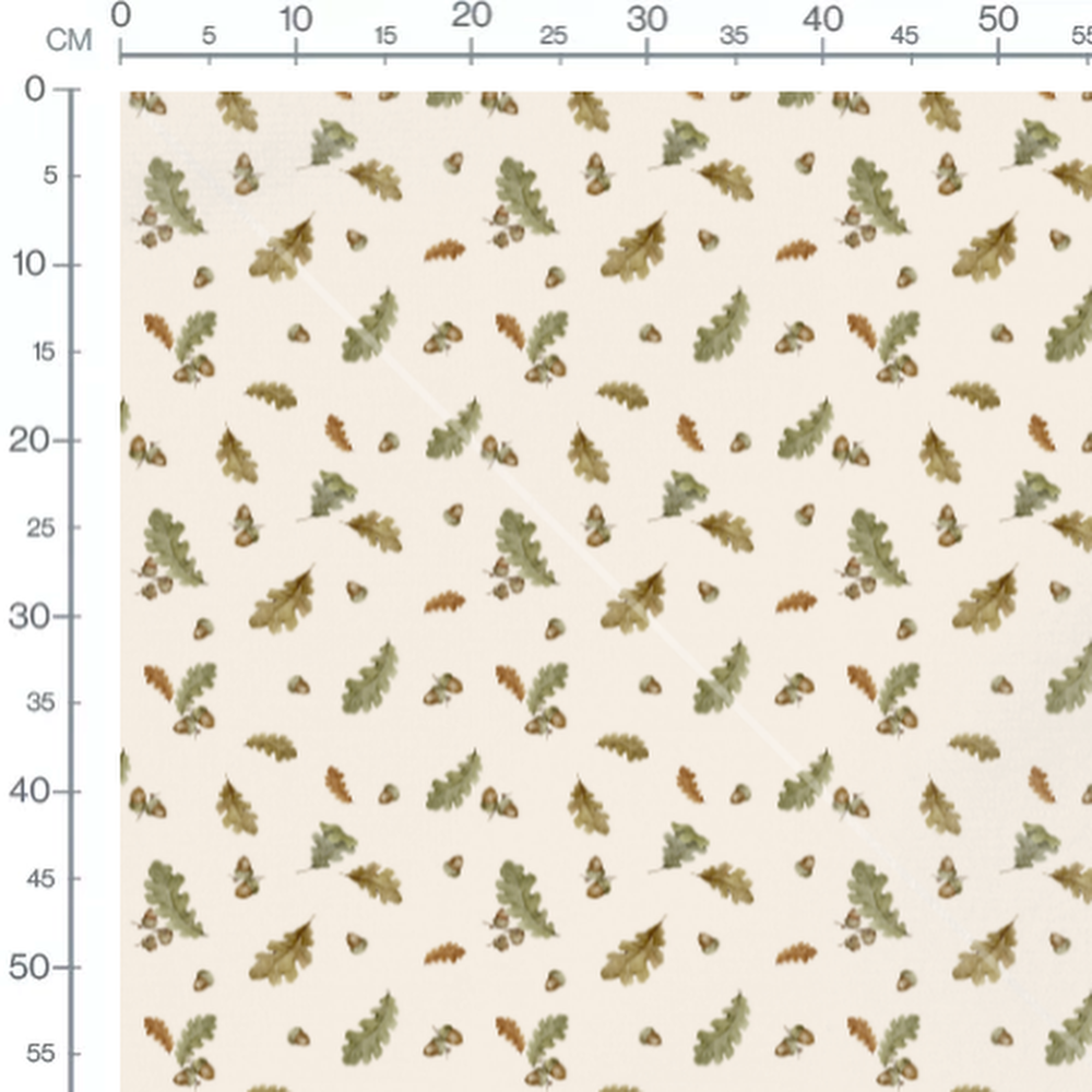 Tissu - Feuilles de chêne sur beige