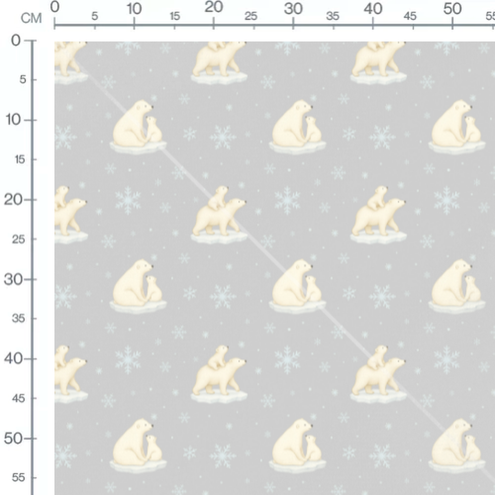 Tissu - Ours polaires sur gris