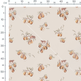 Tissu - Souris et poires sur beige