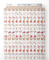 Tissu - Ours et fruits colorés