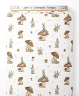 Tissu - Lapins et champignons féeriques