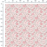 Tissu - Fleurs et feuilles roses claires