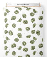 Tissu - Kiwi vert sur fond blanc