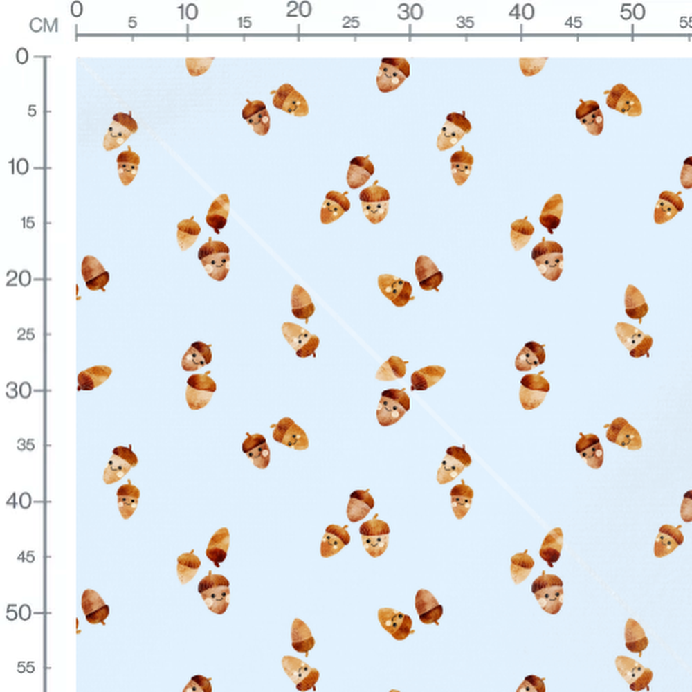 Tissu - Glands chapeautés sur bleu clair