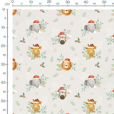 Tissu - Animaux festifs sur beige