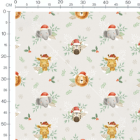 Tissu - Animaux festifs sur beige