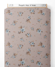 Tissu - Bouquets bleus et bruns