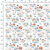 Tissu - Véhicules colorés et arcs-en-ciel