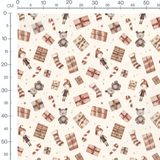 Tissu - Ours et lutins sur beige