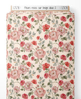 Tissu - Fleurs roses sur beige doux 2