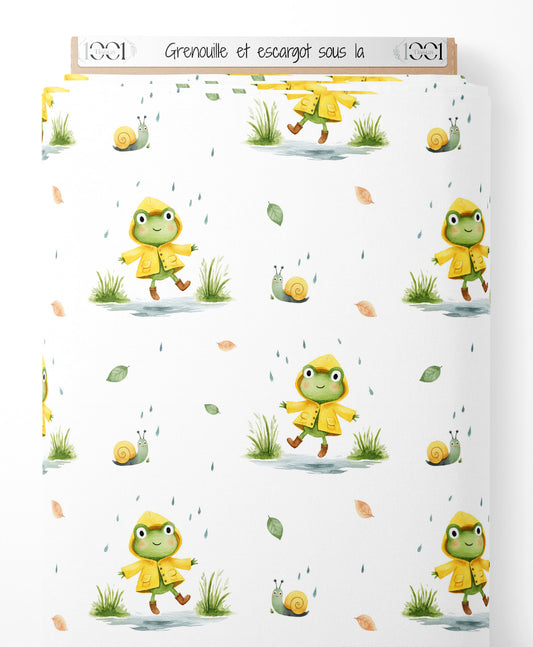 Tissu - Grenouille et escargot sous la