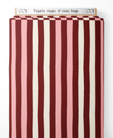 Tissu - Rayures rouges et roses beige