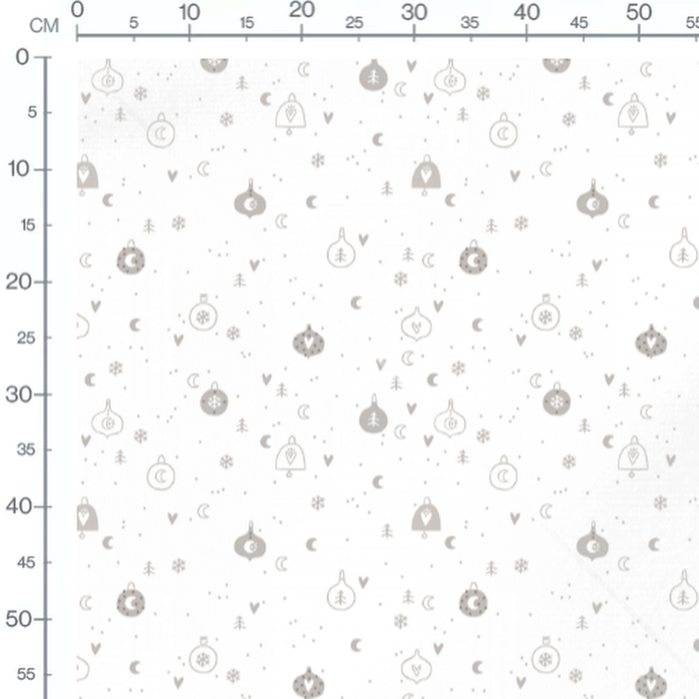 Tissu - Ornements et flocons gris