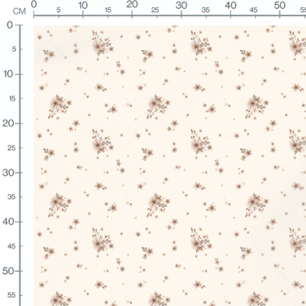 Tissu - Fleurs beige et feuilles vertes 2