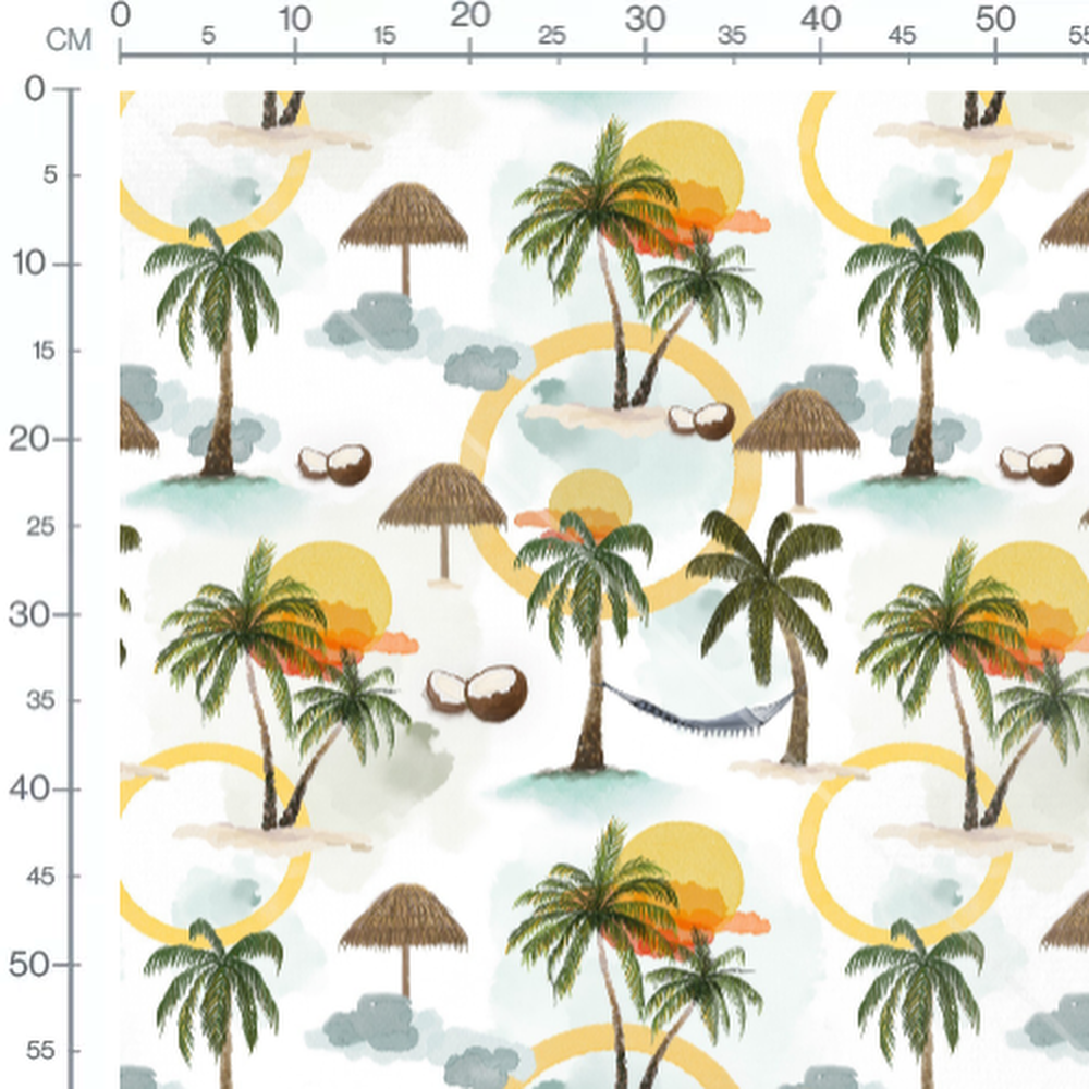Tissu - Palmiers et cocotiers exotiques