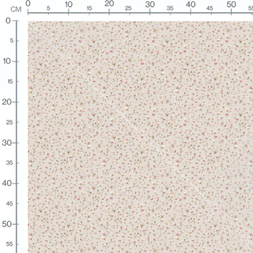 Tissu - Fleurs roses et blanches sur beige