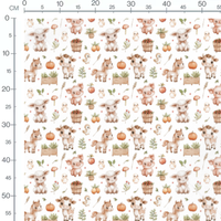 Tissu - Animaux et citrouilles blanches