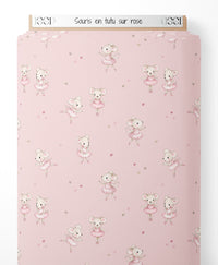 Tissu - Souris en tutu sur rose