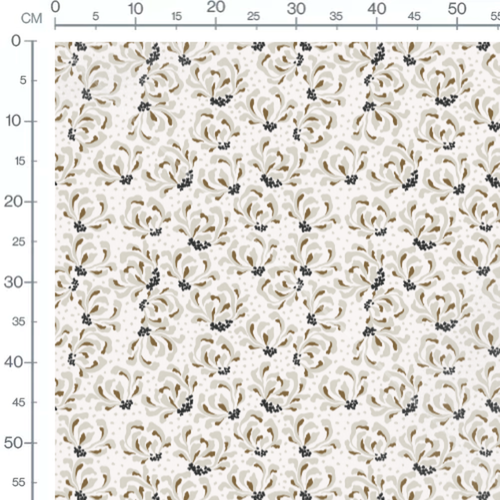 Tissu - Fleurs abstraites beige et noir