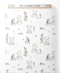 Tissu - Ours et écureuils en brun